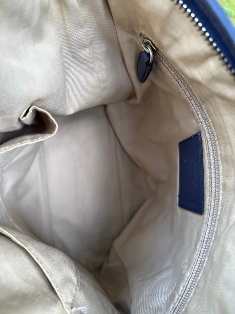 Coach Perforated Legacy Leather Bucket Bag in Navy No Strap